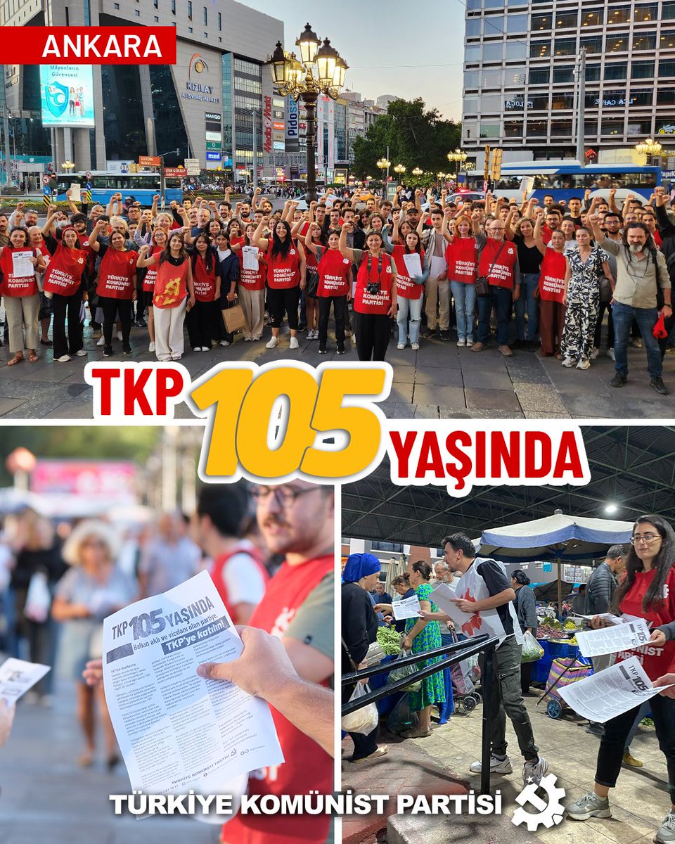 tkpninsesi's tweet photo. Bugün, Partimizin kuruluşunun 105. yıldönümünde, memleketin dört bir yanında buluştuk.

Halkın aklı ve vicdanı olan partiye, TKP'ye katılın!

https://t.co/Hfy2VJIKgn 

#TKP105Yaşında https://t.co/baGfwZ7oOb