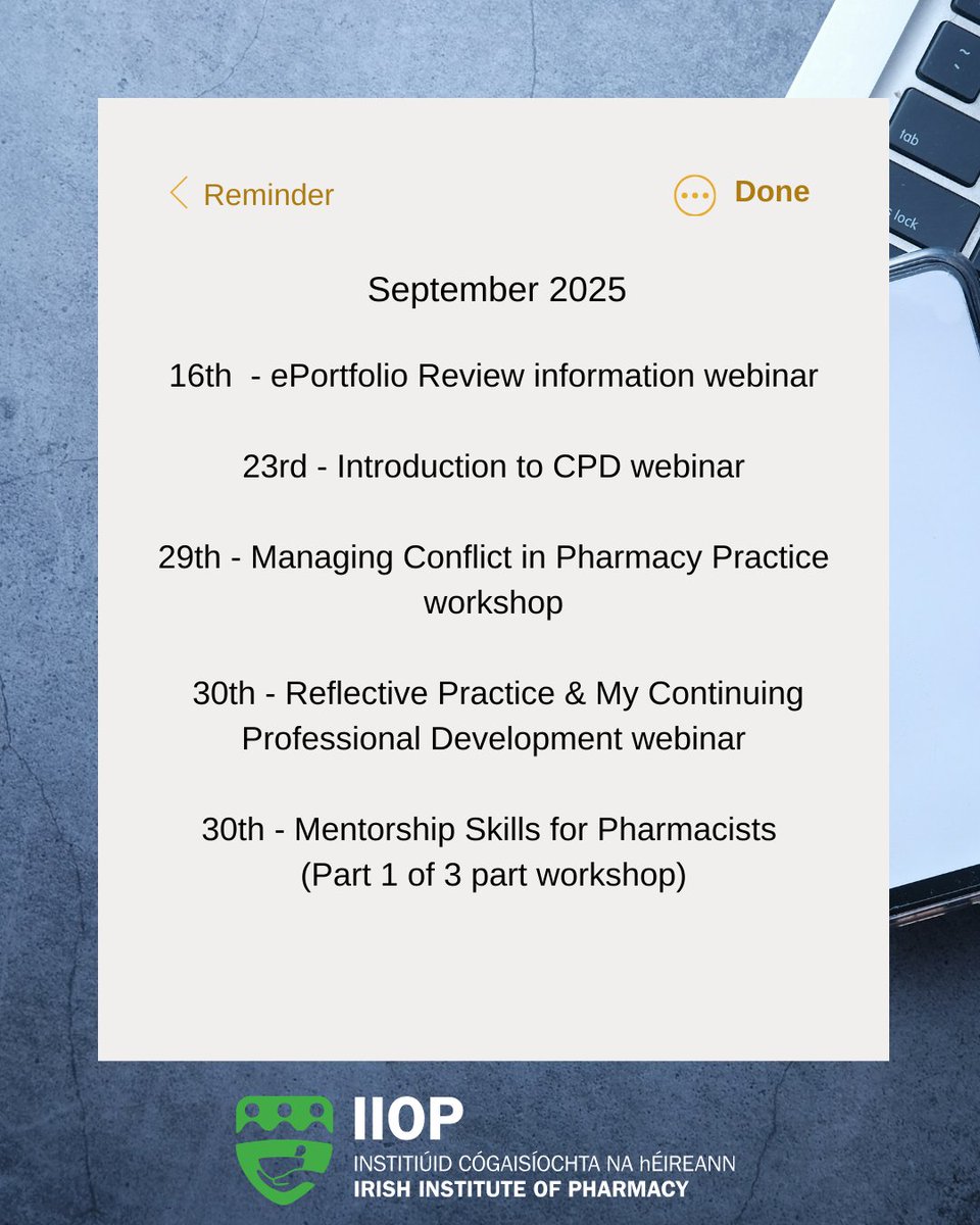📢New season = new opportunities for CPD!

✍️You can sign up for the events listed below here: 
iiop.ie/cbs/selector

N.B - you will be sent event related comms via email, make sure the correct email address is linked to your IIOP profile. Some events have limited space!