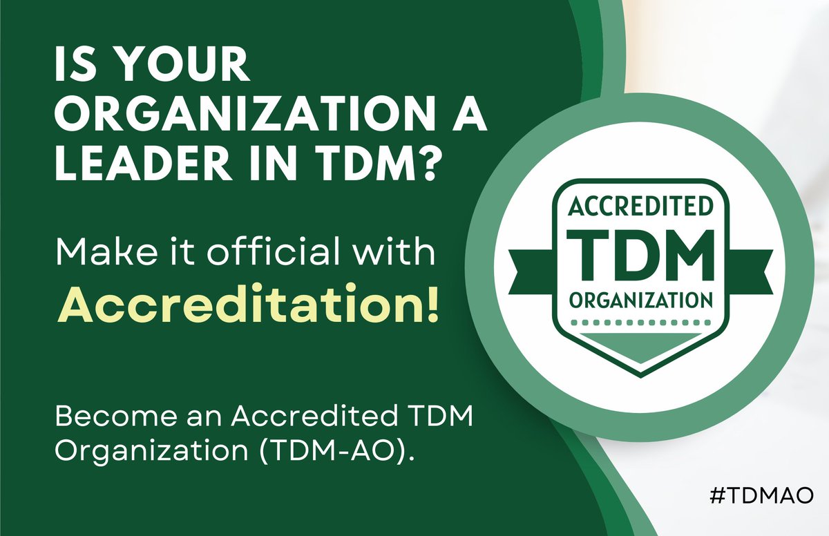 ACTNational's tweet image. 🌍 Show the world that your organization leads in smarter, people-first transportation solutions! 

Showcase your organization's leadership and TDM excellence by taking the first step toward accreditation today: bit.ly/4geIi7C

#TDMAO #Accreditation #TDM
