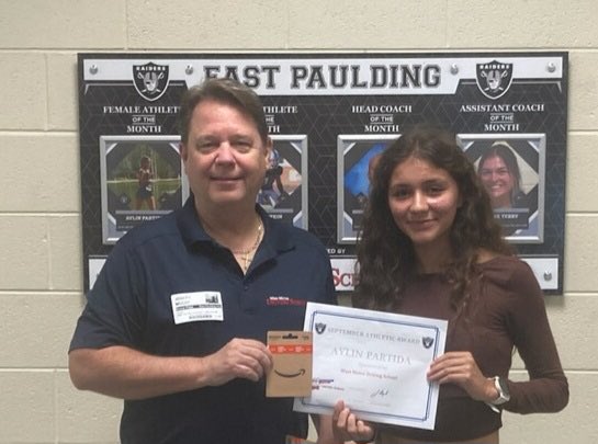 Congrats to our EPHS Athletic Award Winners for September! Special thanks to West Metro Driving School for sponsoring this award! Go Raiders!

Female Athlete: Aylin Partida
Male Athlete: Sam Lumpkin
Head Coach: Taylor Ford
Assistant Coach: Ariana Terry