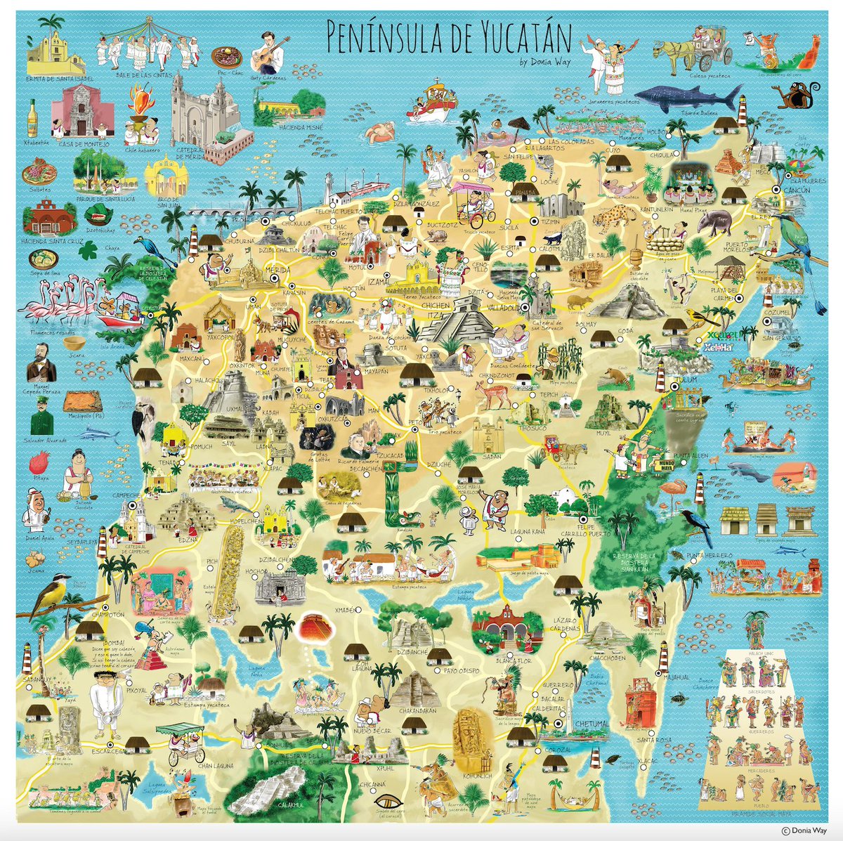 mapoteca_mx's tweet image. Hermoso mapa de la Península de Yucatán hecho por @doniaway 

Ya saben que no soy mucho de mapas ilustrados, pero este me pareció fenomenal. 

Veamos detalles 👇