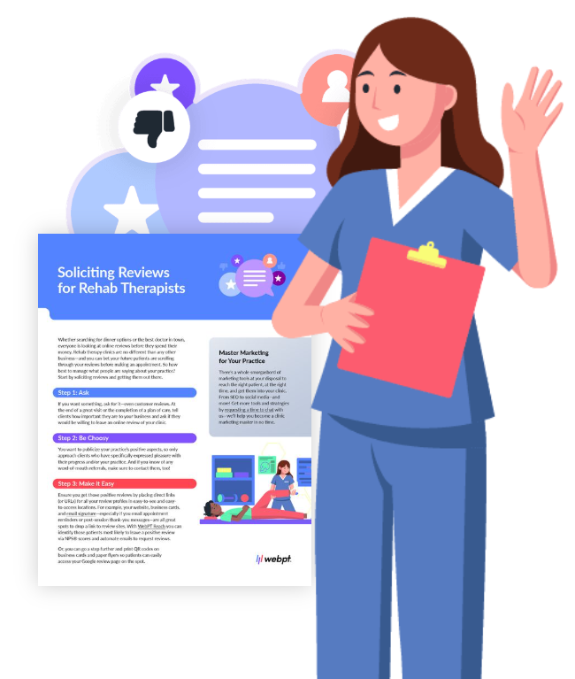 PTPNInc's tweet image. 93% of people check reviews before picking a provider. If your clinic isn’t managing its online reputation, you could be losing patients.
Download this quick guide from @WebPT (a PTPN Preferred Vendor) for tips on reviews:
lp.webpt.com/mastering-mark…