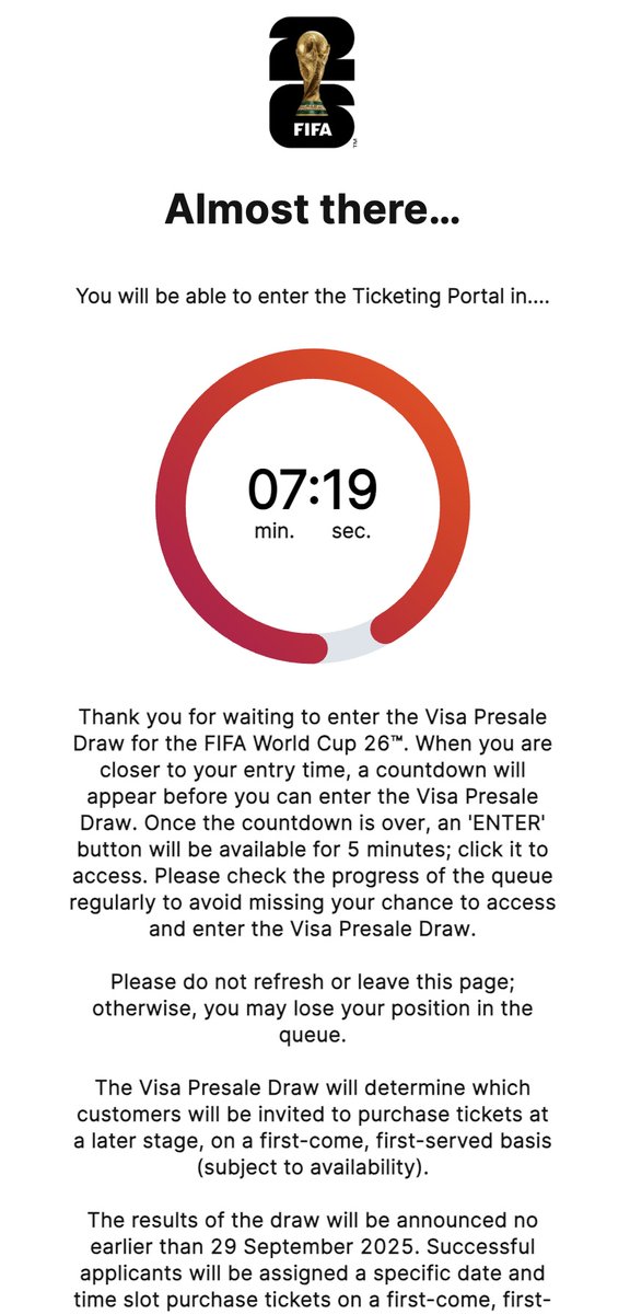 CortexCompiler's tweet image. So far I have waited and failed twice to get into @FIFAWorldCup Visa pre-draw. Well @FIFAcom seems like time to remove the entry page until it is fixed and put up a status message.