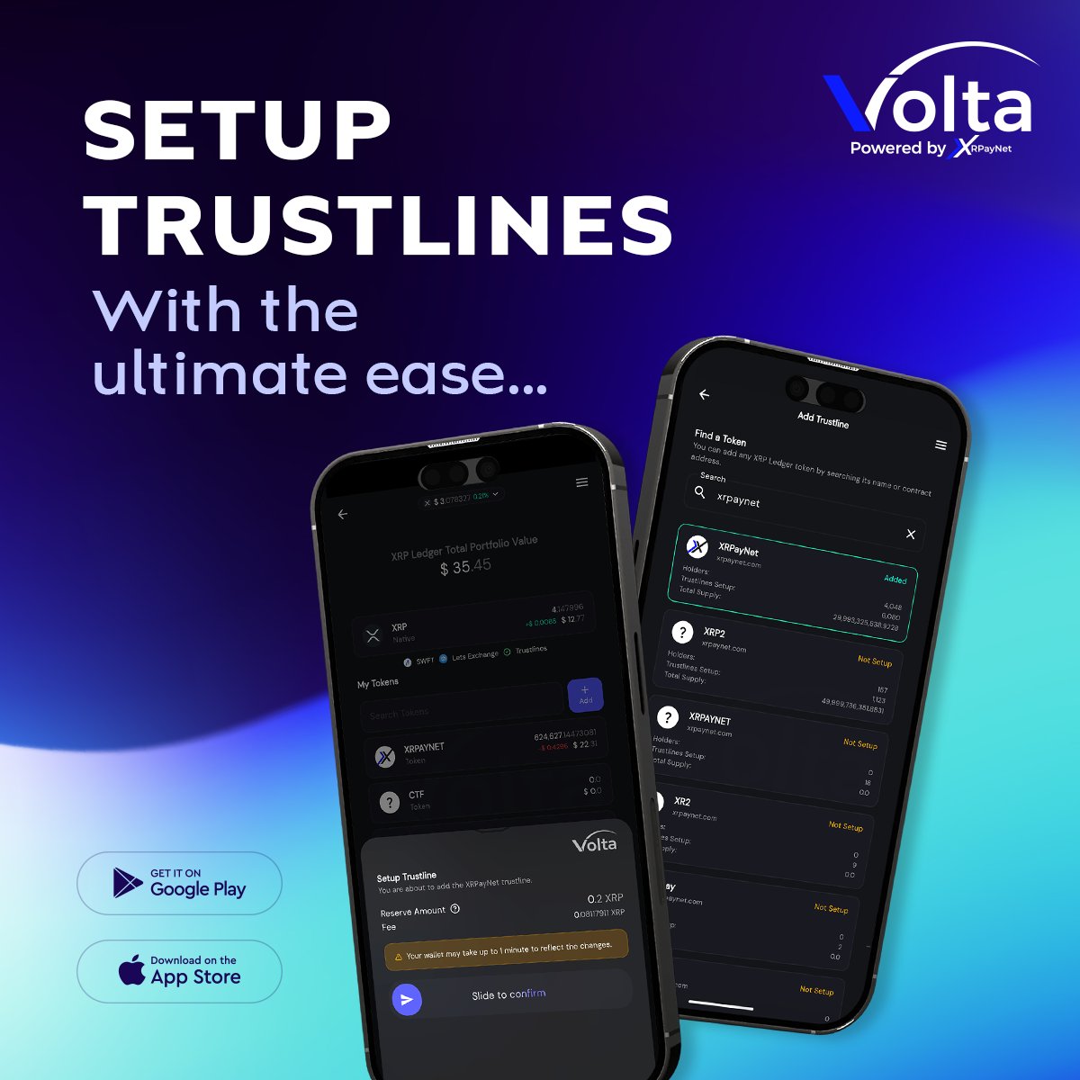Setting up trustlines doesn’t need to be complicated. With Volta, it’s quick, seamless, and done in just a few taps.

Your tokens, your rules. 🔑
loom.ly/06cDjuI

#VoltaWallet #Trustlines #XRPL