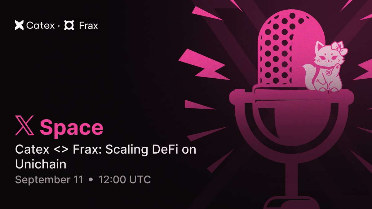 Catex_Fi's tweet image. X Space tomorrow!
Join us and @fraxfinance as we unpack what’s next for DeFi on @unichain.

🗓️ Sept. 11 |  ⏰ 12 PM UTC

🔔 Set your reminders → x.com/i/spaces/1zqKV…