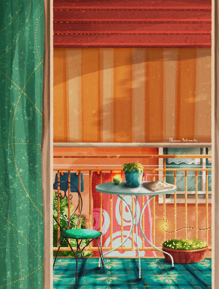 The laundry takes much longer to dry, the days are shorter, but the balconies are still open. 🌻

#VeFam #VeChain #illustrationart