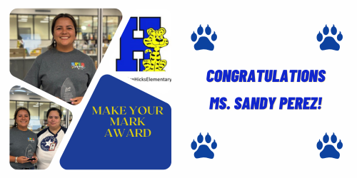 HicksTigers's tweet photo. Congratulations to the multitalented, ever-patient, ever-positive Ms. Sandy Perez, winner of the September Make Your Mark Award!! 
¡Felicitaciones a la talentosa, siempre paciente y siempre positiva Sra. Sandy Pérez, ganadora del premio Make Your Mark de septiembre! https://t.co/IwF6VkKI91