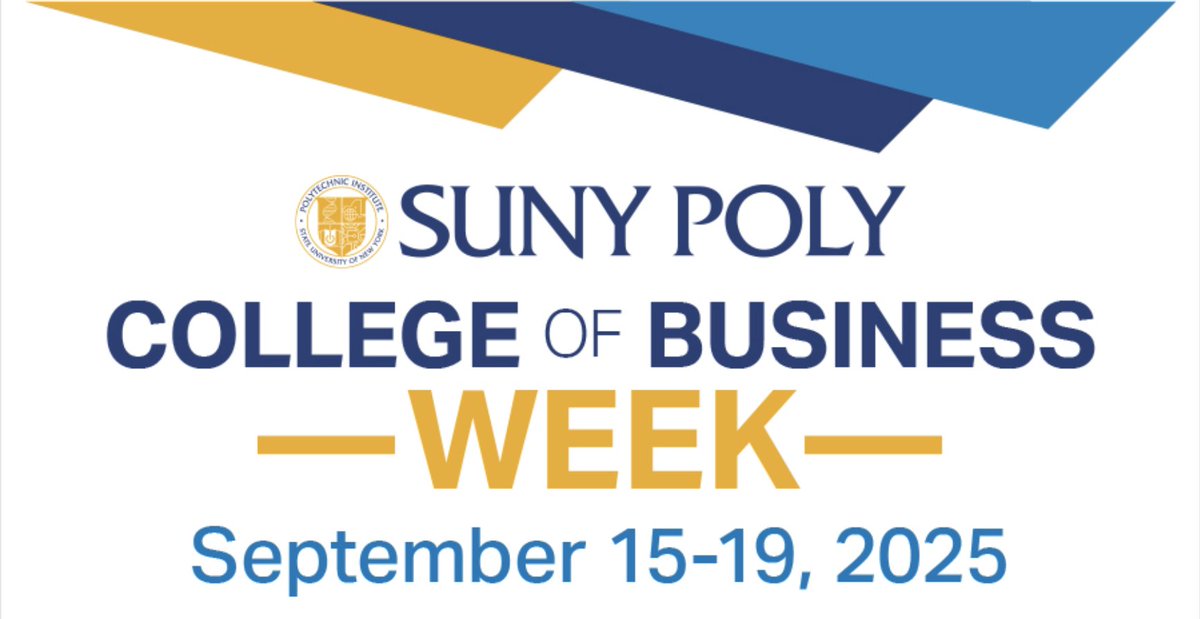 We’re thrilled to invite industry partners, alumni, students, and community leaders to join us for SUNY Poly’s inaugural College of Business Week on September 15-19!

Learn more and RSVP: sunypoly.edu/college-busine…

#SUNYPoly #BusinessWeek #Leadership #Innovation #Community