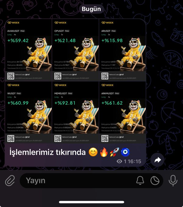 Gruba verdiğim işlemler tıkırında 😊🔥🚀🧿

#Avaxusdt #Arusdt #Opusdt #Arkmusdt #Memeusdt #Wusdt