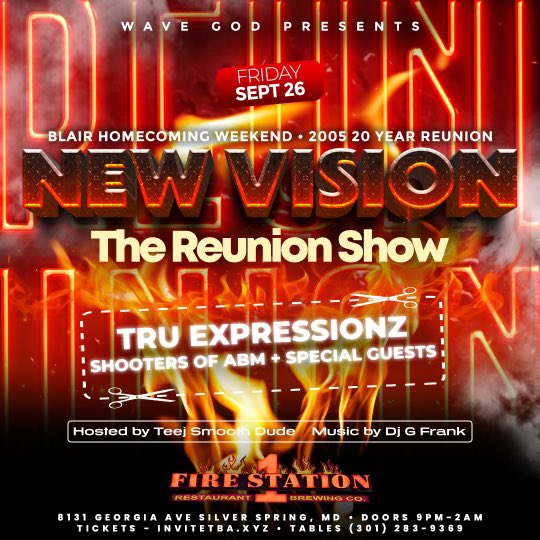 TruExpressionz's tweet image. Tru Expressionz Live Friday, September 26, 2025
#NewVisionBand Reunion @firestation1restaurant 8131 Georgia Ave, Silver Spring, MD, 9pm - 2am | Hosted By: @teejsmoothdude Music By: @dj_gfrank 
Featuring: #TruExpressionz &amp;amp; Shooters of #ABM | #gogo #dcgogo #TETheFinest