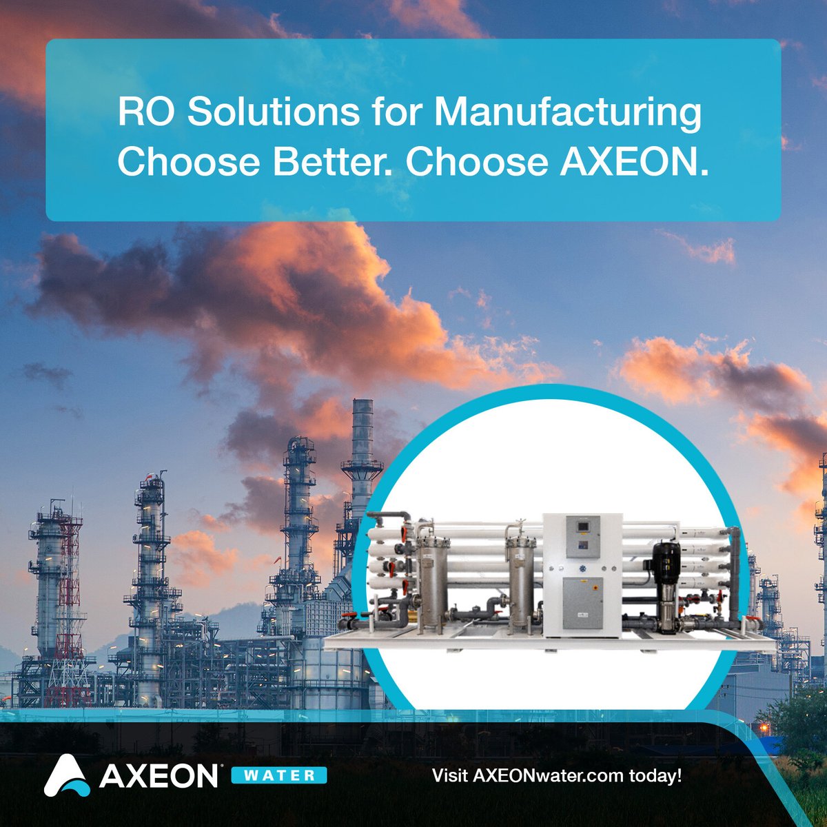 AXEONWATER's tweet image. In chemical and manufacturing applications, the AXEON X1-Series RO System delivers high-purity water with precision, reliability, and performance to meet industrial demands. na2.hubs.ly/y0XTX00

#ManufacturingRO #IndustrialFiltration #ROSolutions #WaterTreatment