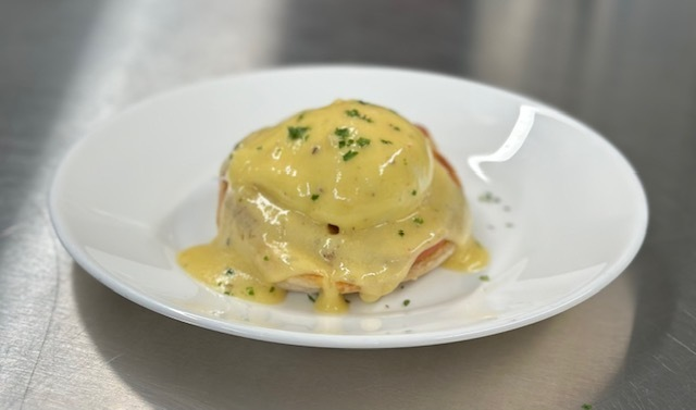 Chef D and her culinary students are studying eggs, and today they learned how to poach eggs for their eggs benedict. They also prepared a hollandaise sauce which was delicious!