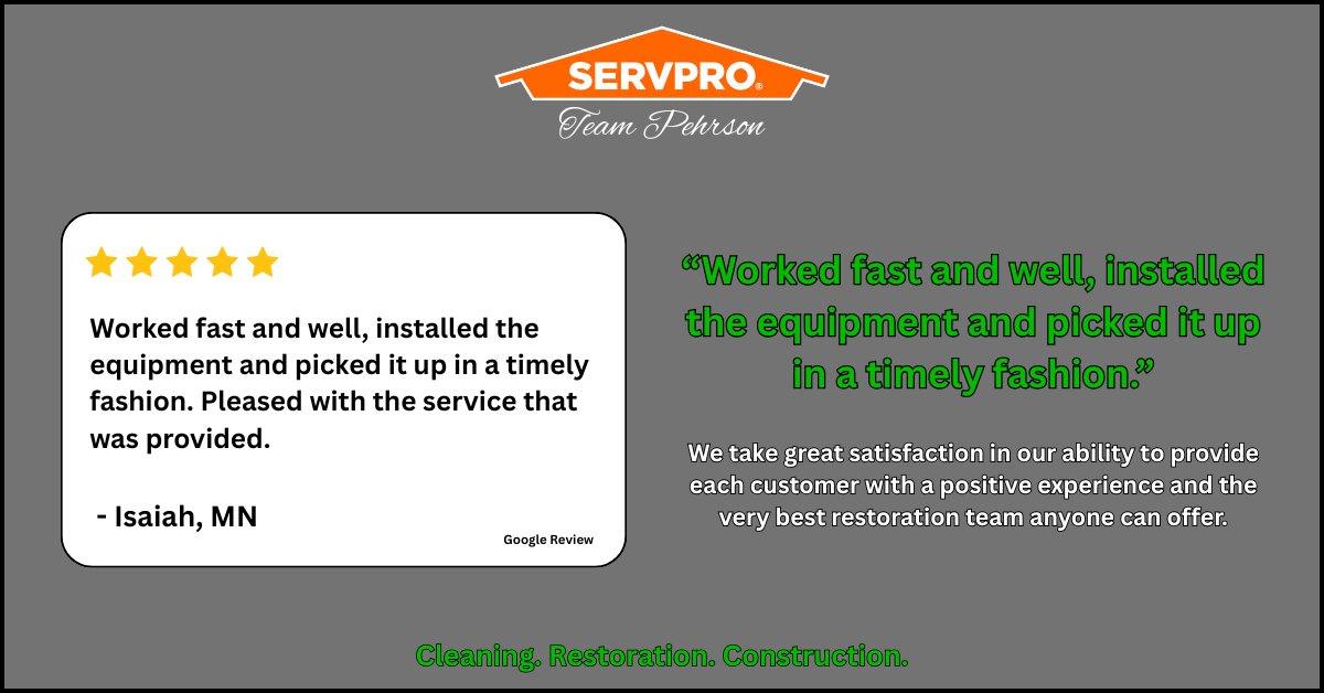 SERVPROBGRH's tweet image. Thanks Isaiah for the 5-star review! ⭐️⭐️⭐️⭐️⭐️

At SERVPRO, our team is trained and committed to be efficient and effective. We are available 24/7 to answer your call, and work "fast and well" from start to finish.

#SERVPRO #5StarReview #restoration