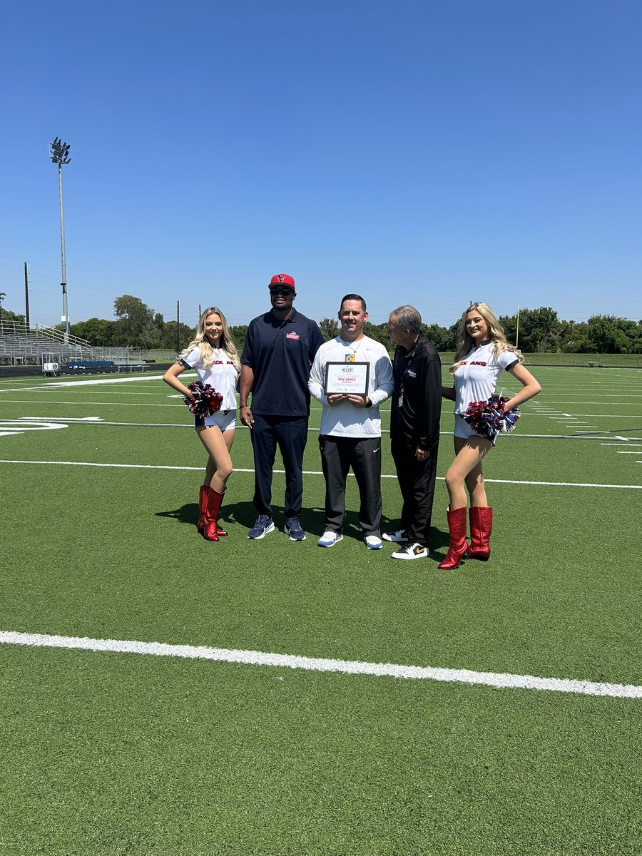FBISDAthletics's tweet image. Congratulations to Coach Grimes for being named Houston Texans Coach of the Week! Well deserved!! Let’s go Knights!!