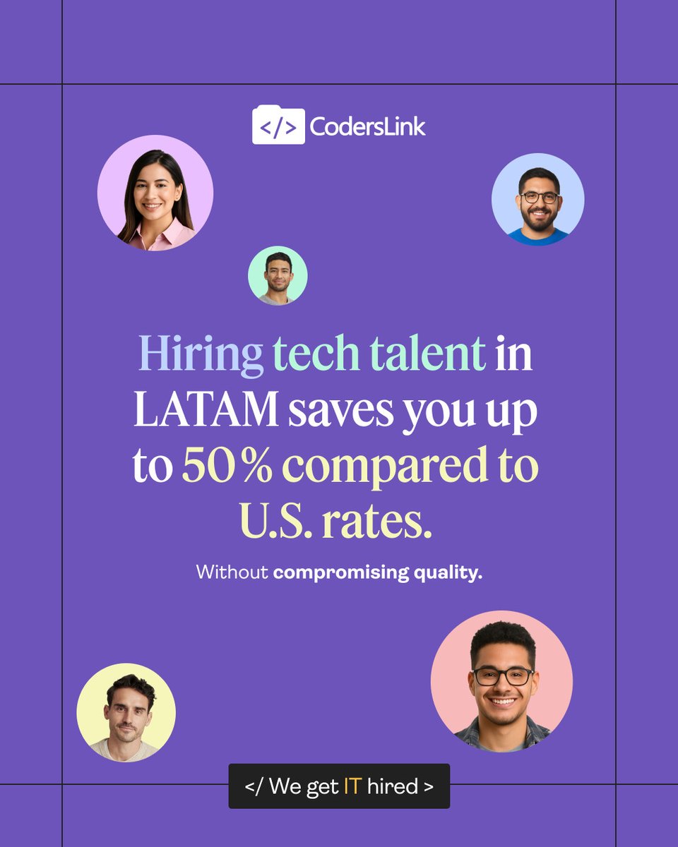 hirecoderslink's tweet image. 💸 Cut costs, not corners.
Hiring senior developers in LATAM means:
✔️ Top-tier skills
✔️ Real-time collaboration
✔️ 50% lower cost vs. U.S.
Smart companies don’t settle — they optimize.
#LATAMDevelopers #TechHiring #Nearshoring