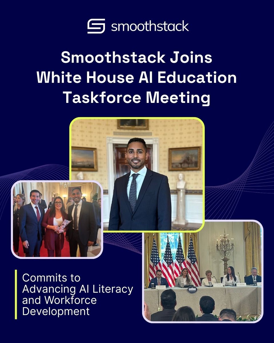 Smoothstack's tweet image. We’re proud to stand with the White House AI Education Taskforce and the U.S. Department of Labor to expand AI literacy nationwide.
Full press release 👉 bit.ly/3I5iRJc
#FutureOfWork #AIWorkforceDevelopment #EquityInTech