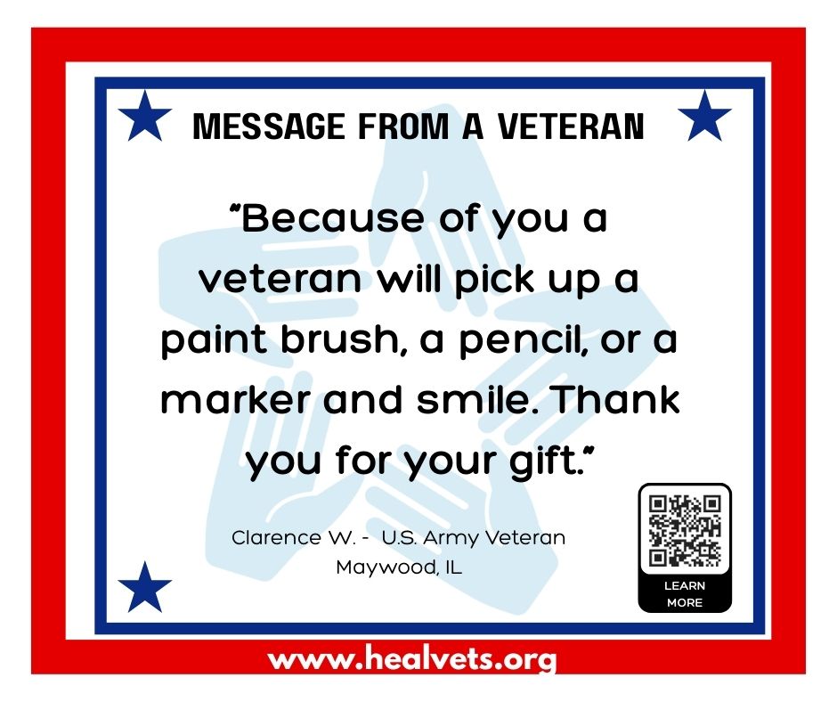 MESSAGE FROM A VETERAN: Every donation helps heal the invisible wounds of our Veterans. Support our mission! 💙 Learn more: HealVets.org #VeteranVoices #HealVets #SupportOurVeterans #HealingTheInvisibleWoundsOfOurVeterans #CreativityHeals