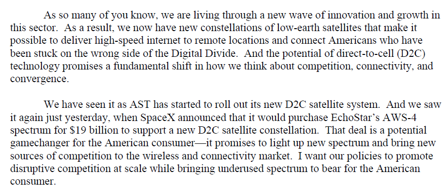 spacanpanman's tweet image. $ASTS: 🇺🇸 FCC CHAIR BRENDAN CARR IS BULLISH ON AST SPACEMOBILE AND STARLINK TO SPEAR US LEADERSHIP IN GLOBAL SPACERACE VS. CHINA

Remarks from US Chamber of Commerce Global Aerospace Summit Sep 9, 2025

Direct-to-Cell:

"As so many of you know, we are living through a new wave of…