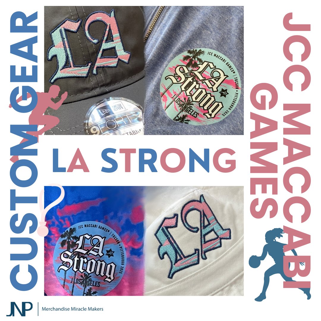 Our custom gear for the JCC Maccabi Games wasn’t just apparel — it was a statement of strength and unity. Want to elevate your team’s look? Call us at (310) 600-7567 or order online at jnpmerchandising.com today.
#CustomMerch