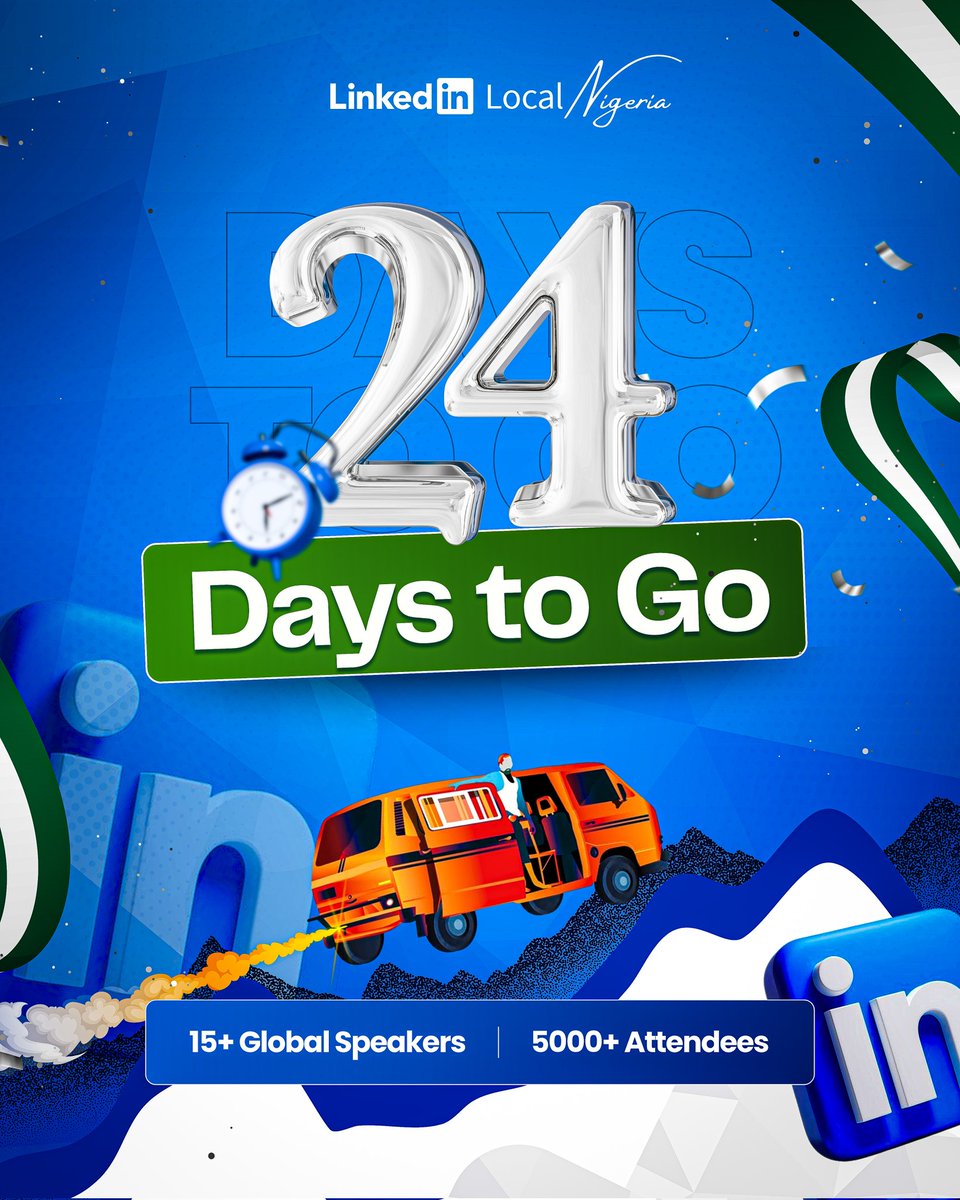 LinkedinLocalN's tweet image. 24 days left!!!

Over 15 Speakers. 1 Mission: Evolving Beyond the Narrative.

If you’re serious about your career, business, or personal growth - you need to be here.

📍 Oct 4 | Trinity Towers, VI
Tickets are still selling fast, grab yours at: linkedinlocalnigeria.com