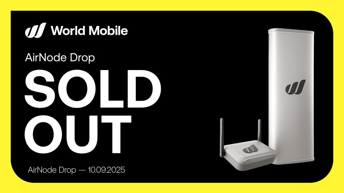 WorldMobileTeam's tweet photo. 🚨 Another Drop. Another Sold Out

This isn’t noise. It’s momentum.

People don’t just want service, they want ownership.

Every drop proves the same thing: demand for people-powered infrastructure is only growing.

Next drop coming…

📡 https://t.co/kzxjyt3eED https://t.co/OWUbh6lNl0