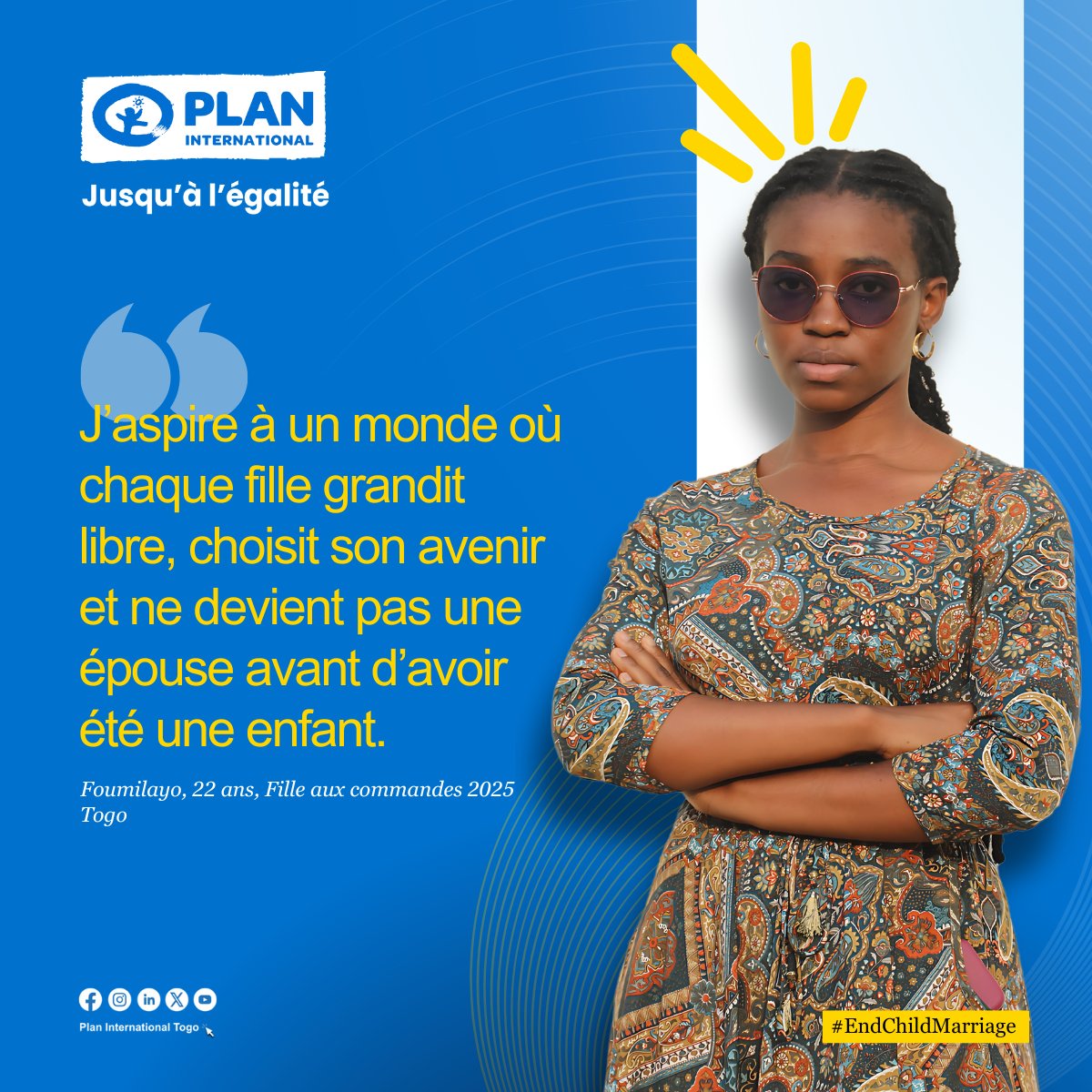 Chaque fille mérite de rêver, de choisir, de grandir libre.
 Le mariage des enfants vole l’enfance, brise les ambitions et enferme les rêves.#EndChildMarriage #PlanInternationalTogo #girlstakeover #fillesauxcommandes #stopauxmariagesdesenfants #MettonsFinAuMarriageDesEnfants
