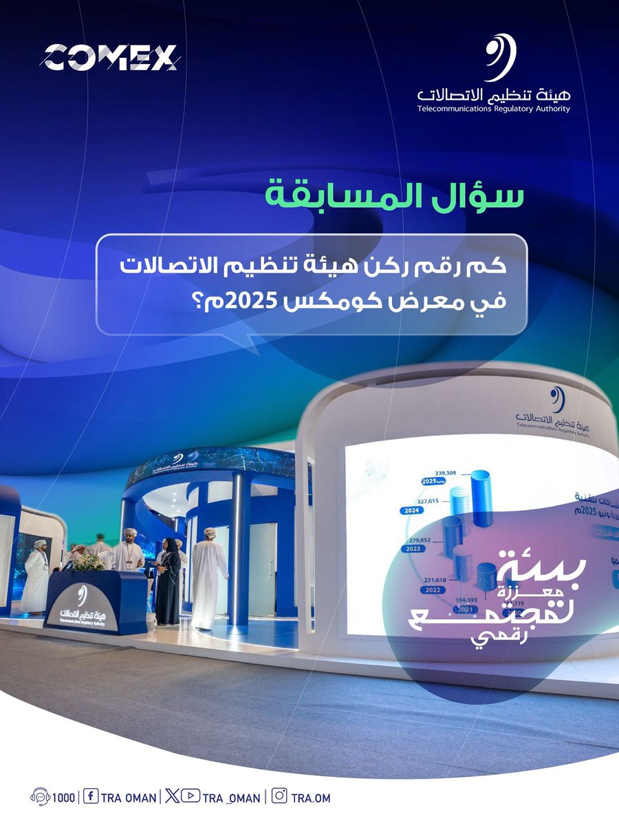 TRA_OMAN's tweet image. سؤال اليوم الثالث من مسابقة تحدي المعرفة مع هيئة تنظيم الاتصالات خلال معرض #كومكس_2025 

#بيئة_معززة_لمجتمع_رقمي