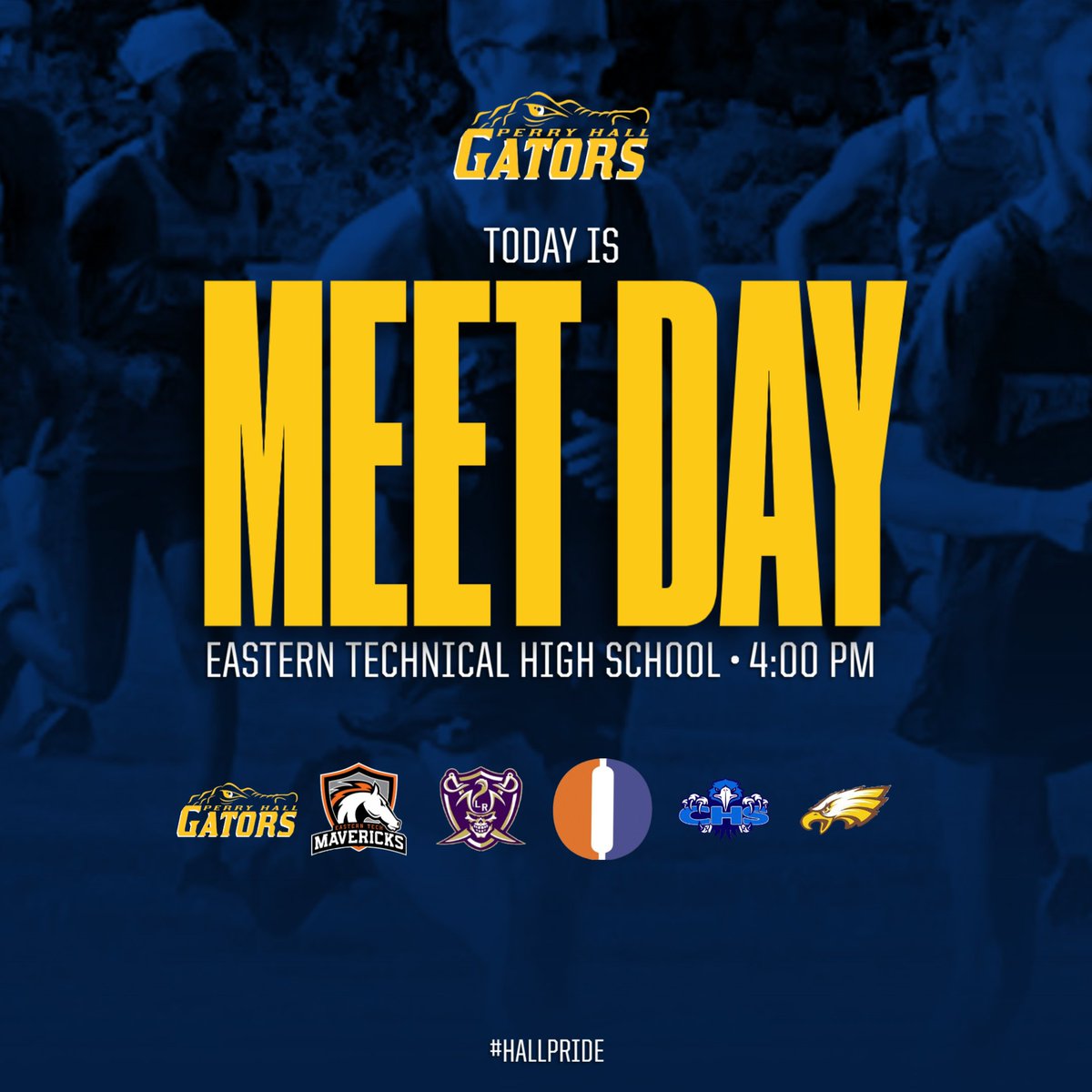 Follow our Gator cross country athletes as they compete at Eastern Tech today!  Race start will be at 4:00 PM!  #hallpride