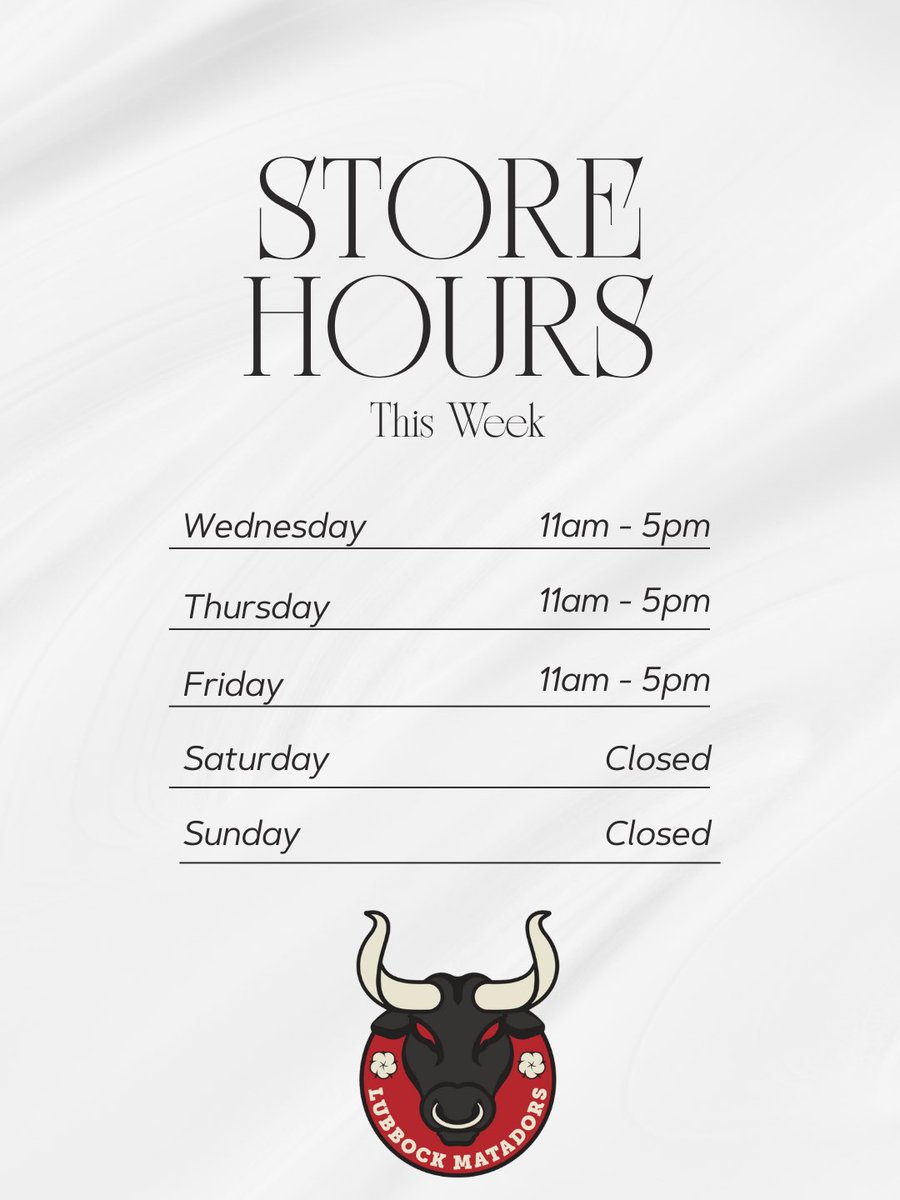 Store hours for the rest of the week! Swing by and grab some merch!⚽️