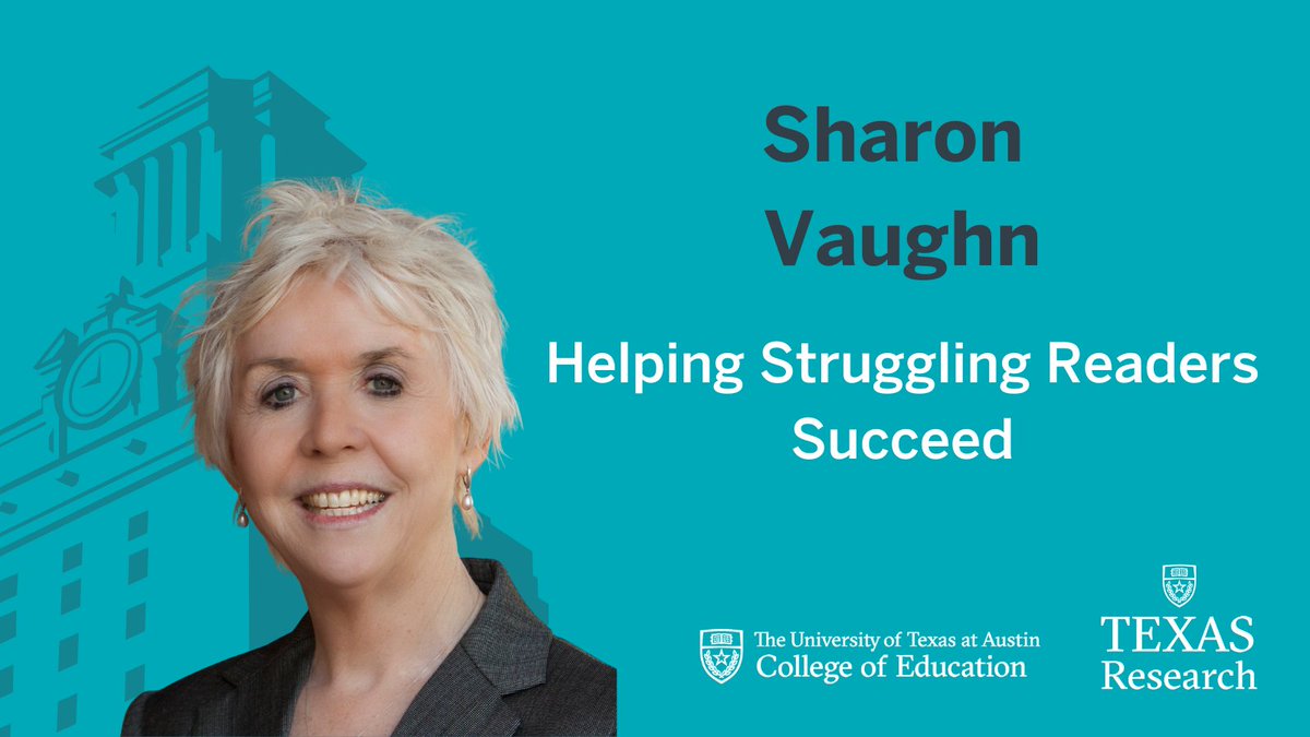 UTexasResearch's tweet image. UT researcher Sharon Vaughn (@utexascoe) has dedicated 30 years to improving reading outcomes for students with reading difficulties and dyslexia.

Her research, which has involved extensive trials and thousands of students, has led to significant advances in reading…