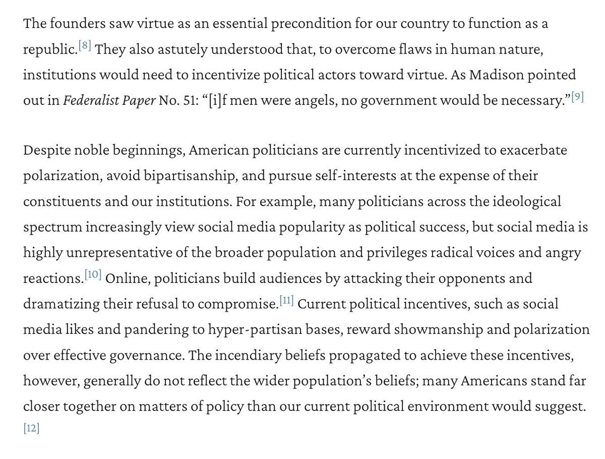 Current political incentives, such as social media likes and pandering to hyper-partisan bases, reward showmanship and polarization over effective governance. <a href="/JonMadison26/">Dr. Jonathan Hembrough Madison</a>