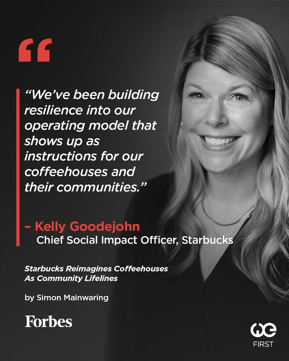 Read the full <a href="/Forbes/">Forbes</a> story now by <a href="/simonmainwaring/">simonmainwaring</a>   featuring <a href="/Starbucks/">Starbucks</a> Chief Social Impact Officer, Kelly Goodejohn.

Starbucks Reimagines Coffeehouses As Community Lifelines: forbes.com/sites/simonmai…