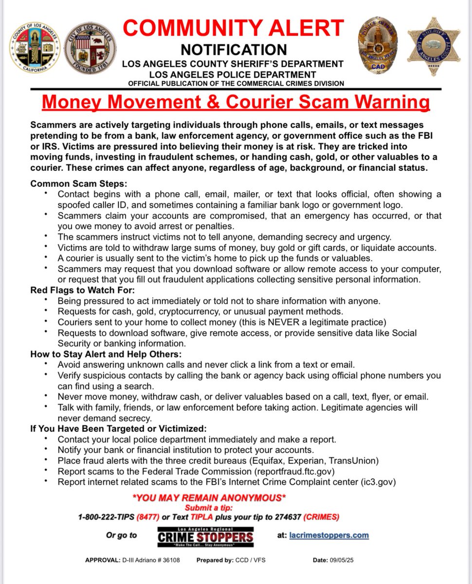 In the world of technology that we live in criminals will exploit victims in as many ways as possible. This joint COMMUNITY ALERT provides information on how one can protect themselves and have more awareness. Please share with family and friends. <a href="/LAPPL/">Los Angeles Police Protective League</a>