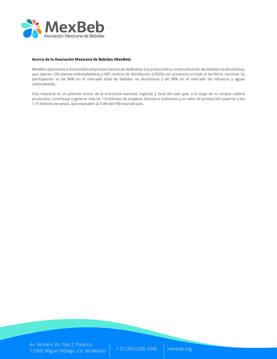 Asociación Mexicana de Bebidas (@mexbeboficial) on Twitter photo Postura de la Asociación Mexicana de Bebidas (MexBeb) ante la iniciativa de incremento a la cuota del IEPS a bebidas saborizadas Postura de la Asociación Mexicana de Bebidas (MexBeb) ante la iniciativa de incremento a la cuota del IEPS a bebidas saborizadas