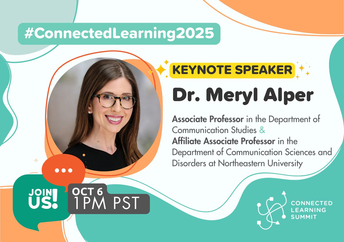 TheCLAlliance's tweet image. ✨ We need #ConnectedLearning now more than ever. ✨ 

New CLA Blog features our #ConnectedLearning2025 Keynote Speaker @merylalper, Professor at Northeastern University and author of Kids Across the Spectrums: Growing up Autistic in a Digital Age.

connectedlearning.news/cla090925