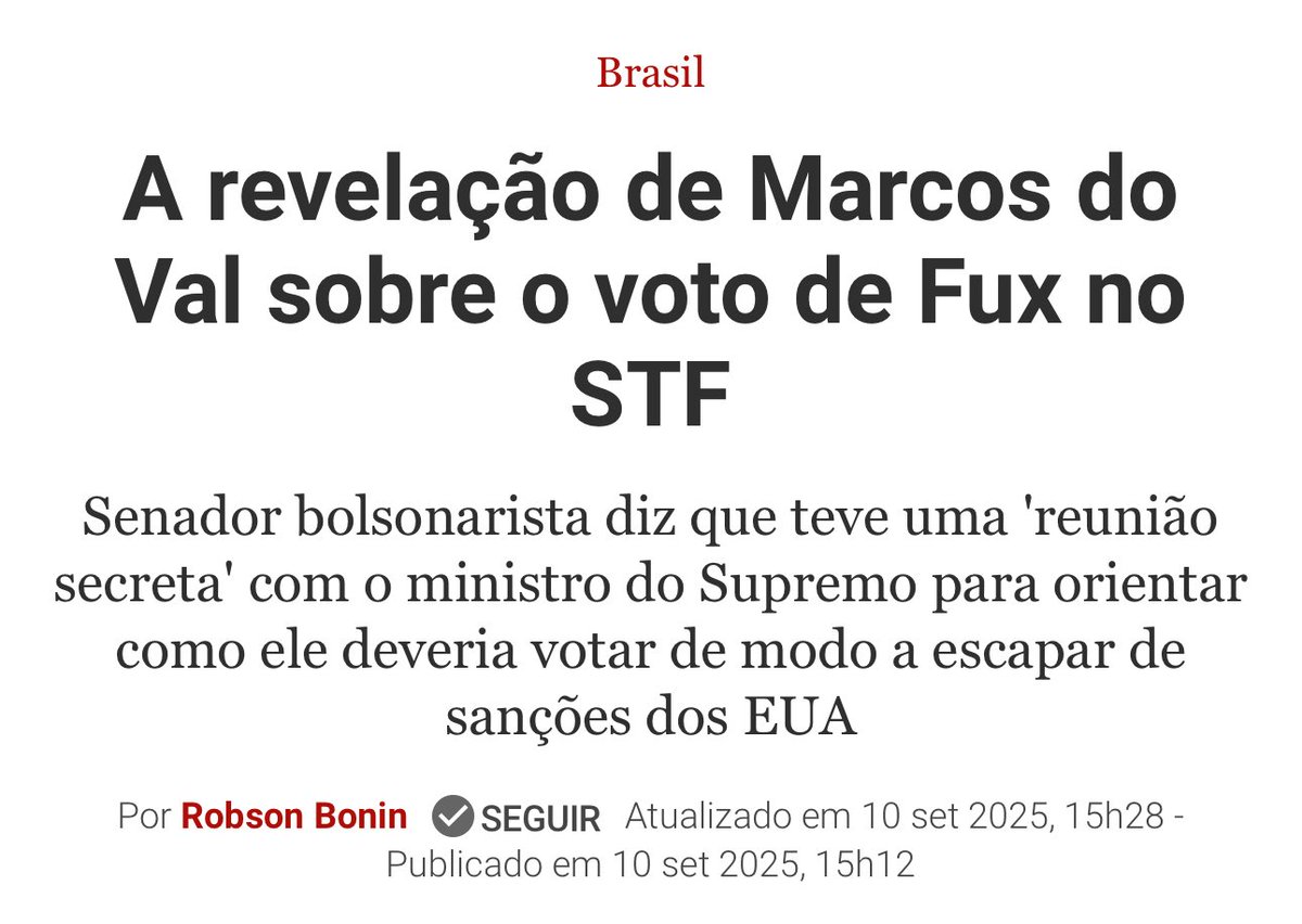 ih rapaz e essa história de que o voto do ministro Luiz Fux foi cantado por um senador bolsonarista?