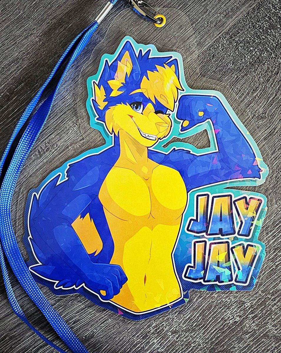 Waist up badge completed for JayJay! 🔷️🟡
.
#furryartwork #furry