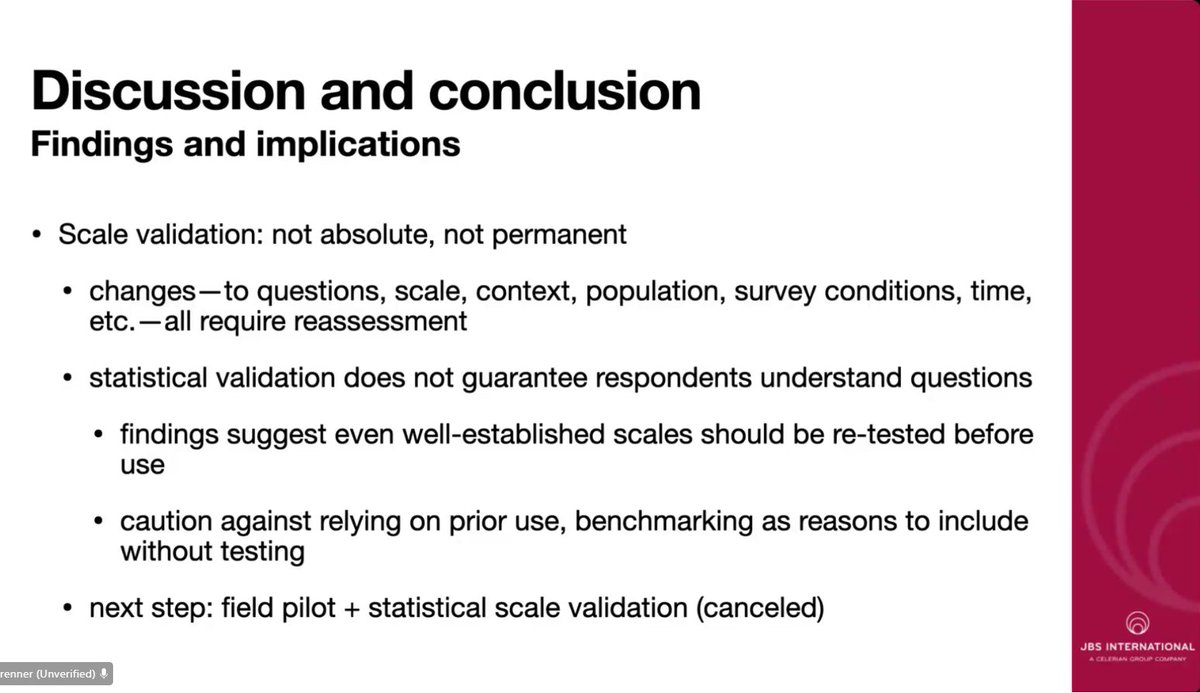 Mandy Sha (@mmandysha) on Twitter photo Can you assess pre-existing 'validated' scale using #CognitiveInterviewing?
P.Brenner <a href="/JBS_Inc/">JBS International</a> pretested <a href="/AmeriCorps/">AmeriCorps</a> member & <a href="/AmeriCorpsSr/">AmeriCorps Seniors</a> surveys and found:
🤔 unclear, poorly understood
🙂 questions revised in line w best practices were understood Can you assess pre-existing 'validated' scale using #CognitiveInterviewing?
P.Brenner <a href="/JBS_Inc/">JBS International</a> pretested <a href="/AmeriCorps/">AmeriCorps</a> member & <a href="/AmeriCorpsSr/">AmeriCorps Seniors</a> surveys and found:
🤔 unclear, poorly understood
🙂 questions revised in line w best practices were understood