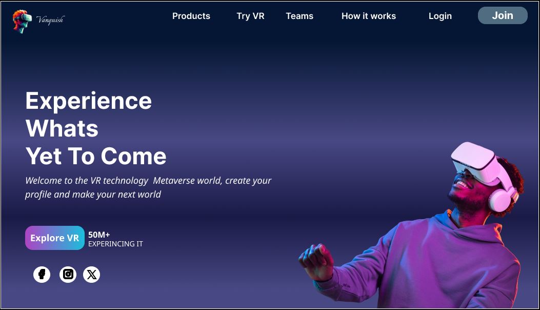 ExcelBabalola's tweet image. I’ve been focusing on mobile UI for a while, but here’s a switch 👀
My first web hero section design, for a VR website.
What do you think of the design?
#UIUXDesign  #UIUX #WebDesign #UIDesign #VRDesign #DesignCommunity #Figma