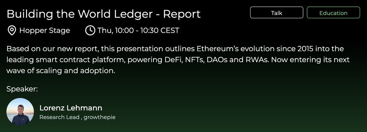 If you're in Munich tomorrow for Germany's leading web3 conference, catch my talk on our recently released report: "Building the World Ledger"