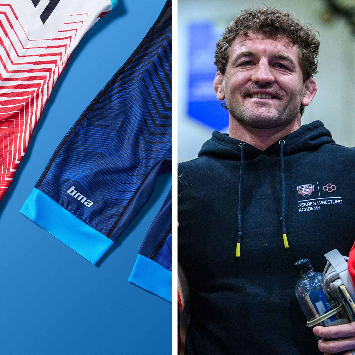 USAWrestling's tweet photo. 2025 U.S. World Team in all three disciplines will recognize @BenAskren by wearing his initials BMA on their @the_rudis singlets at Senior World Championships in Zagreb, Croatia, Sept. 13-21 #WrestleZagreb