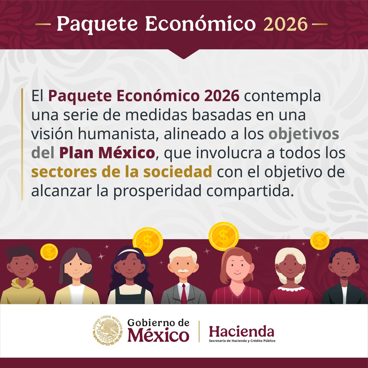 El Paquete Económico 2026 está ligado a la promoción del Plan México y tiene el objetivo de consolidar una política económica con visión humanista, para alcanzar la prosperidad compartida.

#PaqueteEconómico2026
