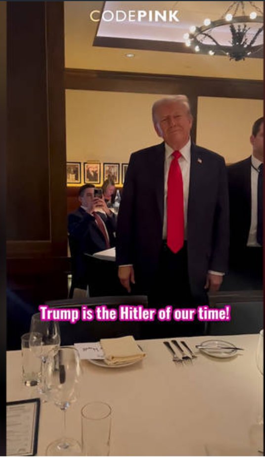 MoonOverGaza's tweet image. "Trump is the Hitler of our time" #codepink