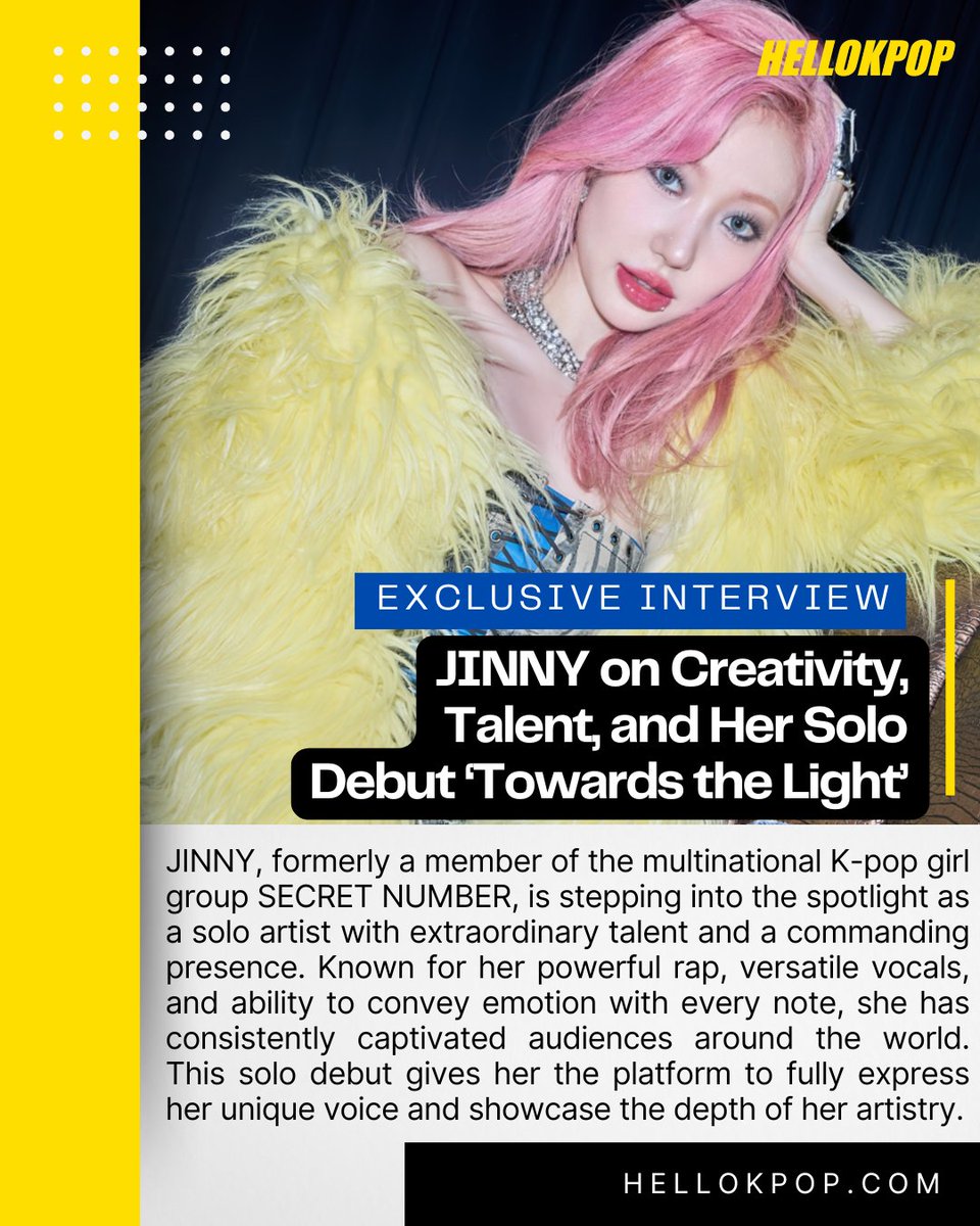 From her beginnings in #SECRETNUMBER to her solo debut 'Toward The Light', #JINNY is ready to showcase her true artistry. 

In this exclusive interview, <a href="/jinny_music/">JINNY</a> reflects on her solo journey, debut inspirations, and what lies ahead. 

🔗hellokpop.com/interview/excl…