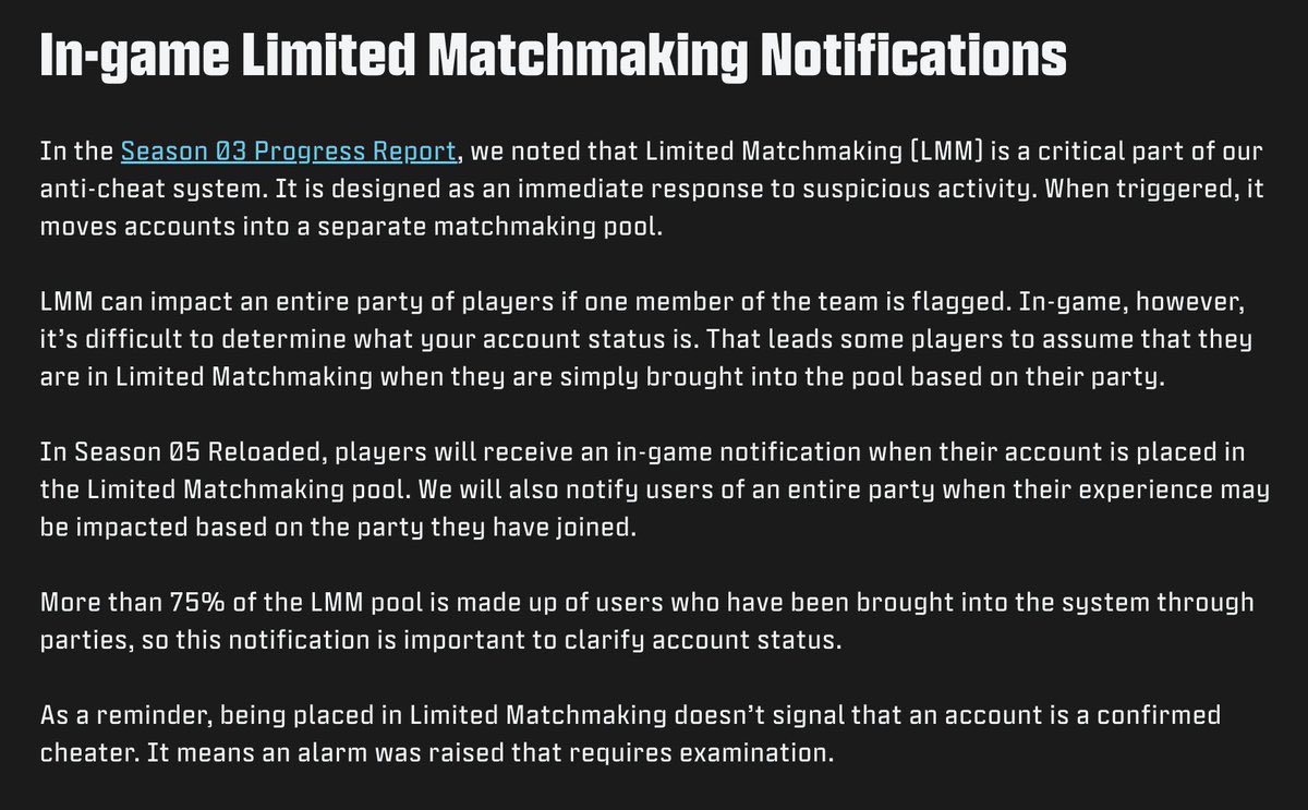 Activision will now inform players in game if they’ve been shadow banned in Call of Duty Multiplayer or Warzone.

Previously you had to do a status check on your account via a website, now you will be told directly in game.