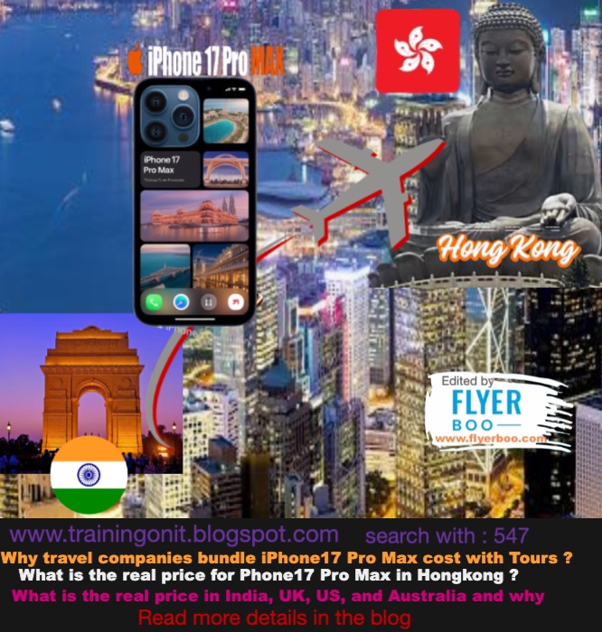 trainingonit9's tweet image. Ever wondered why some travel companies throw in an iPhone 17 Pro Max with tour packages? 🧐📷 We&apos;re comparing its all-in cost in India, UK, US, and Australia —   
Read more- 
trainingonit.blogspot.com/2025/09/discov… 

#TravelDeals, #iPhoneBundle, #PriceCheck #iPhone17ProMax #hongkongtrip #India