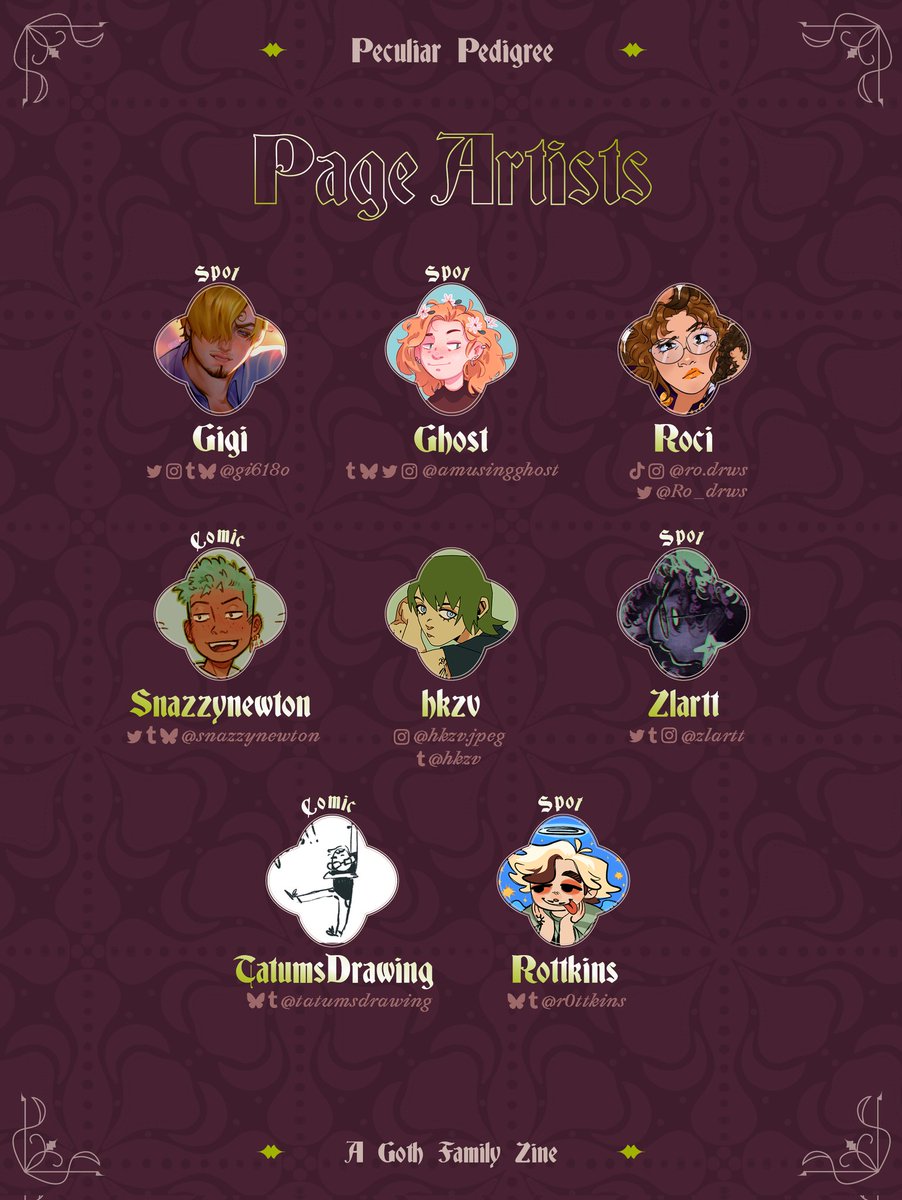 GothFamilyZine's tweet image. 💗👻Contributor Lineup👻💗
.
All the wonderful artists and writers that will be bringing you goth family joy! [1/2]

#gothfamily #mihawk #zoro #perona #ONEPIECE