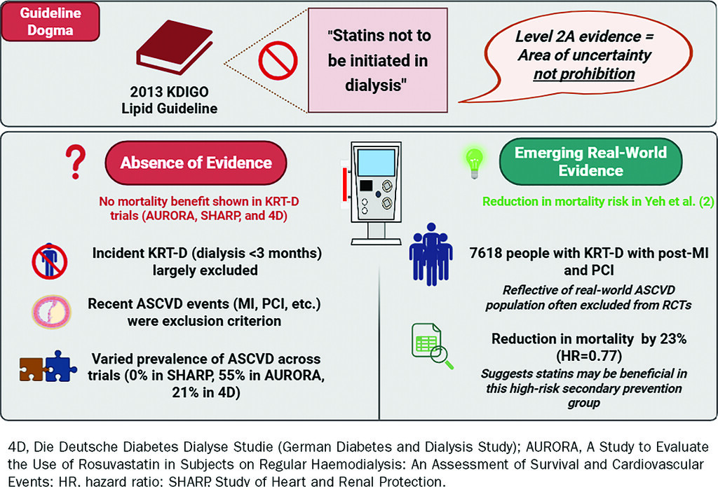 Starting statins while in dialysis treatment is controversial. This #ASNKidneyNews article explores clinical guidelines, a lack of clinical trials, and how to proceed as evidence evolves: kidney.pub/KN1709-02
