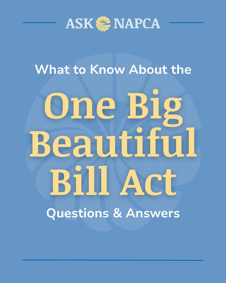 This month’s #AskNAPCA column is on the effects of the One Big Beautiful Bill Act. The bill changes eligibility rules for important programs like Medicaid, SNAP (food stamps), and health plans through the Affordable Care Act.
Read the full Q&amp;A here: napca.org/post/ask-napca….