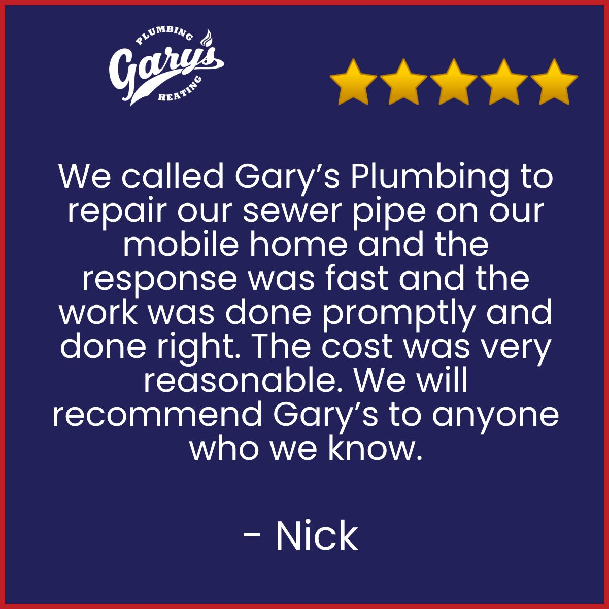 Your support means the world, Nick. We're here 24/7 to keep your home safe and comfortable. Thanks again!